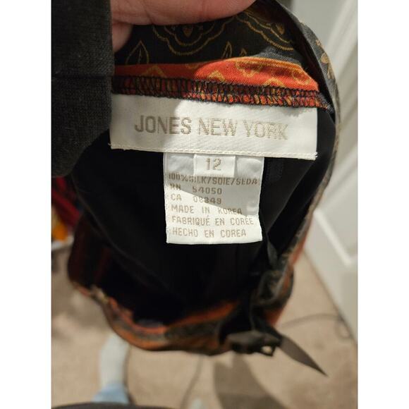 Vintage Jones New York Silk Skirt 12 NWT Marrakech Print Red Black Floral Boho - Picture 6 of 7